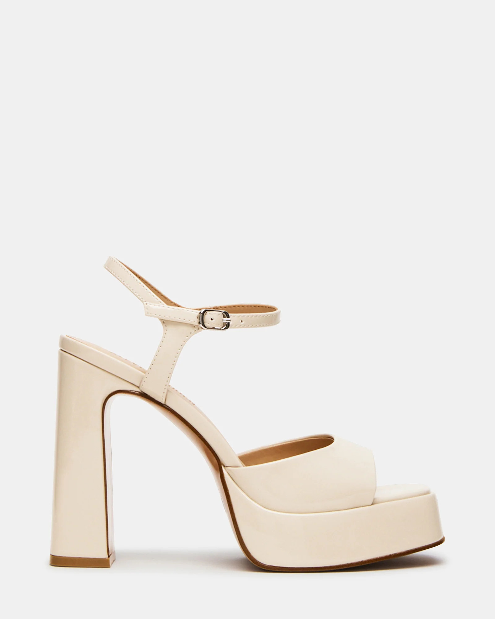 LINADRA Bone Patent Platform Square-Toe Strappy Women's Heel | Steve Madden (US)