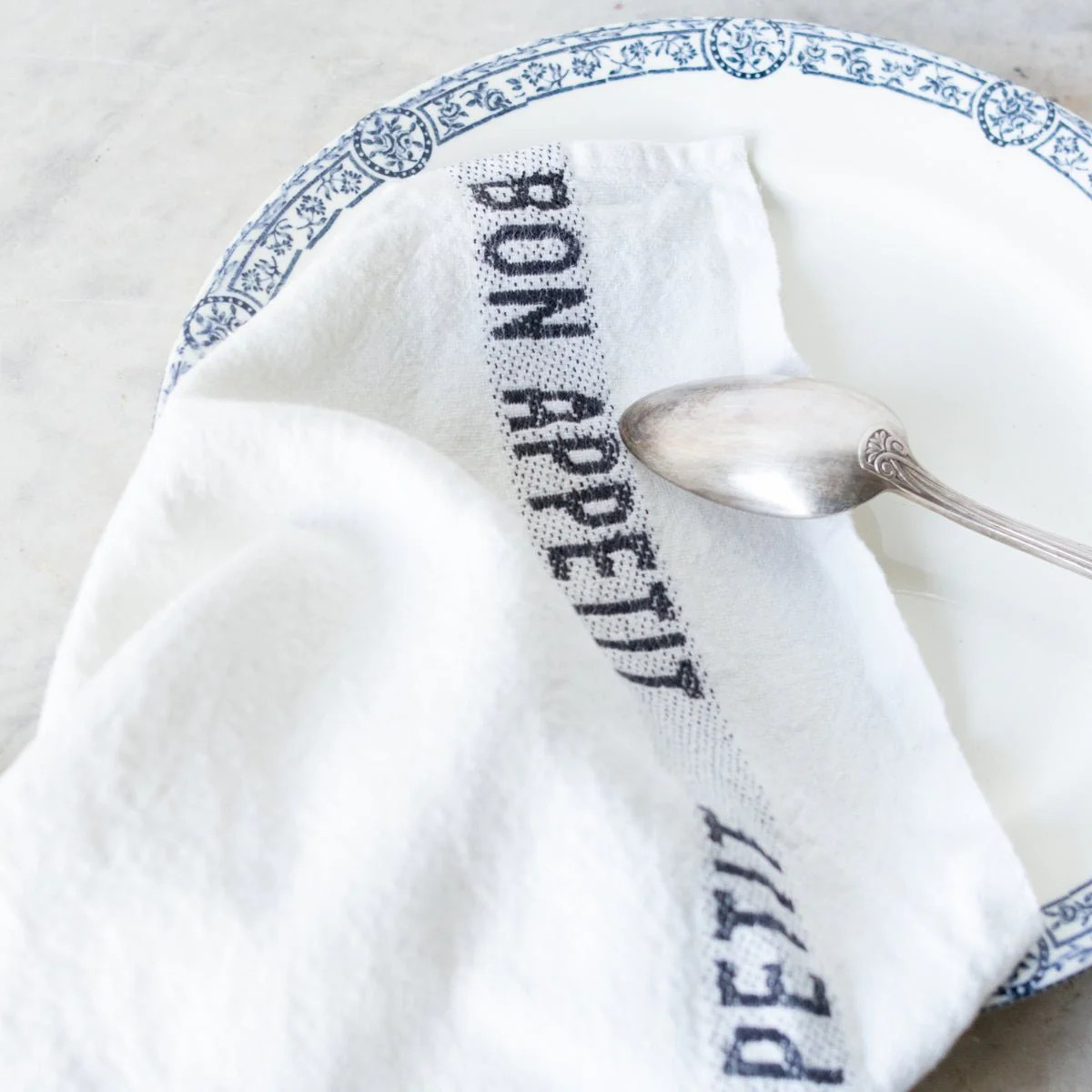 PAIR OF BON APPETIT KITCHEN TOWELS | WHITE & BLACK - the french kitchen - elsie green | Elsie Green US