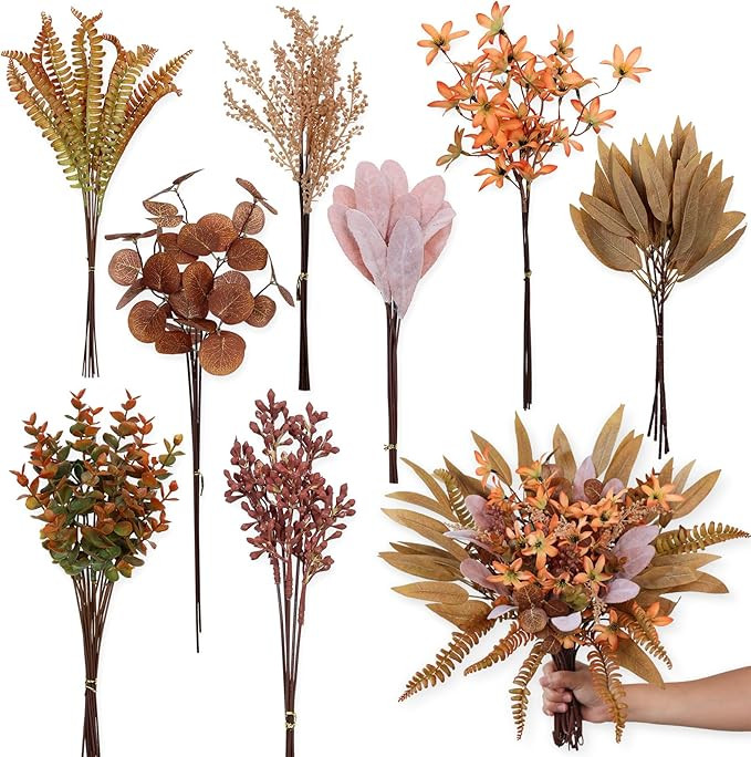 Artificial Greenery Stems Box Set for Fall Decor (Pack of 70pcs) with 8 Kinds of Faux Plants and ... | Amazon (US)