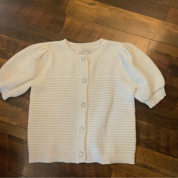 Liz Claiborne White Crochet Short Sleeve Sweater L | Poshmark