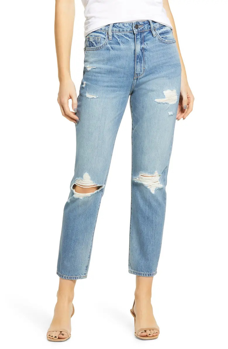 Ripped High Waist Ankle Straight Leg Jeans | Nordstrom