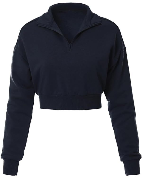 MixMatchy Women's Solid Cozy Half Zip-Up Pullover Sweater Top | Amazon (US)