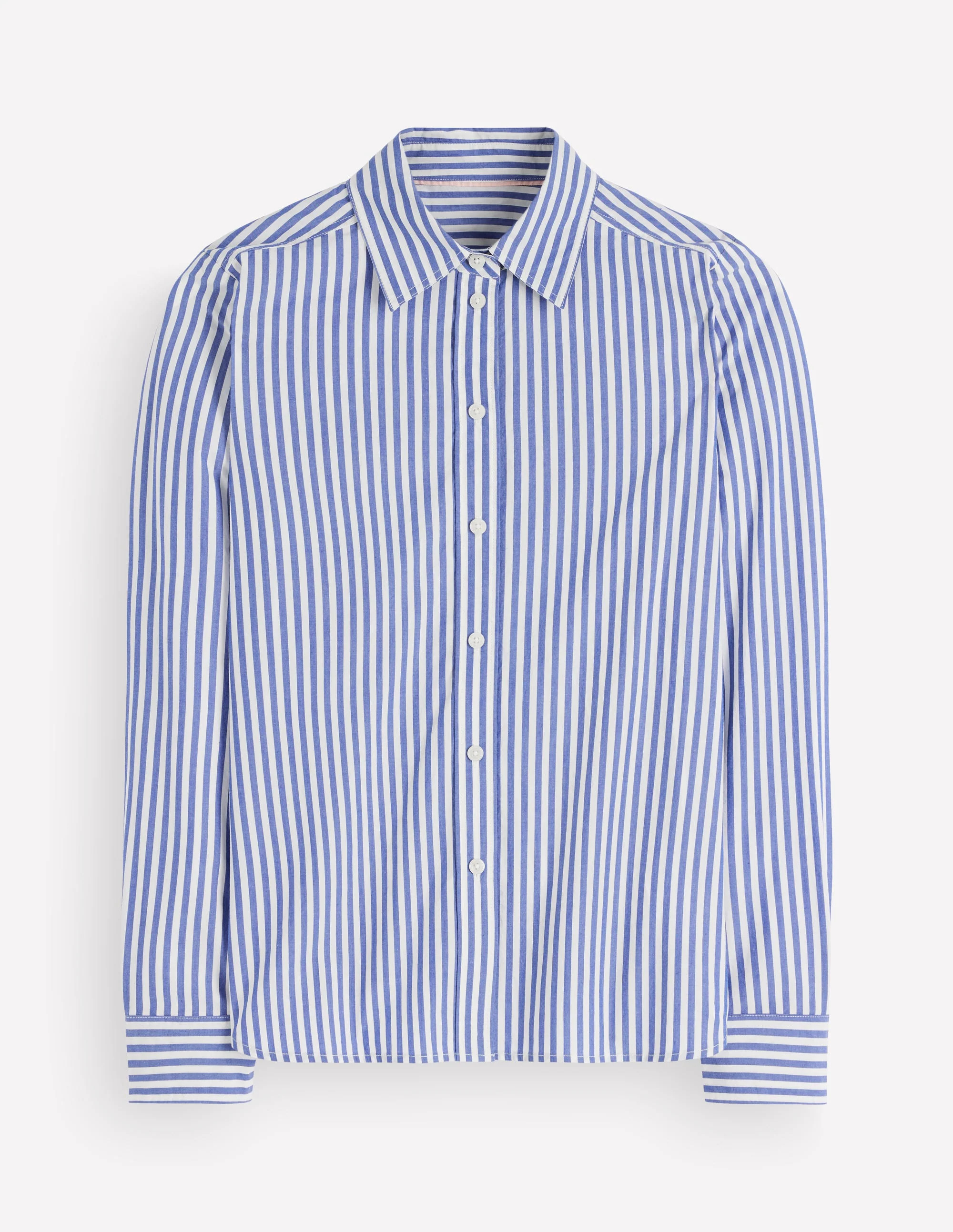 The New Sienna Cotton Shirt-Bright Blue, Ivory Stripe | Boden UK