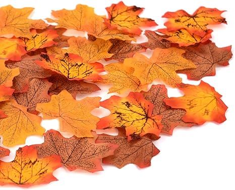 HOKPA Artificial Maple Leaves 300PCS, Fake Faux Autumn Fall Leaf for Art Scrapbooking Crafts Even... | Amazon (US)