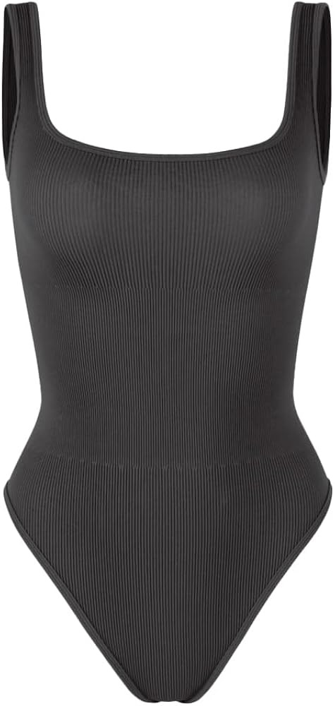 ODODOS 2 Pack Seamless Bodysuit for Women Ribbed Tank Top Sexy Sleeveless Bodysuits | Amazon (US)