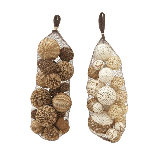 Mishti Dried Sola Decorative Ball Set (Set of 2) | Wayfair North America
