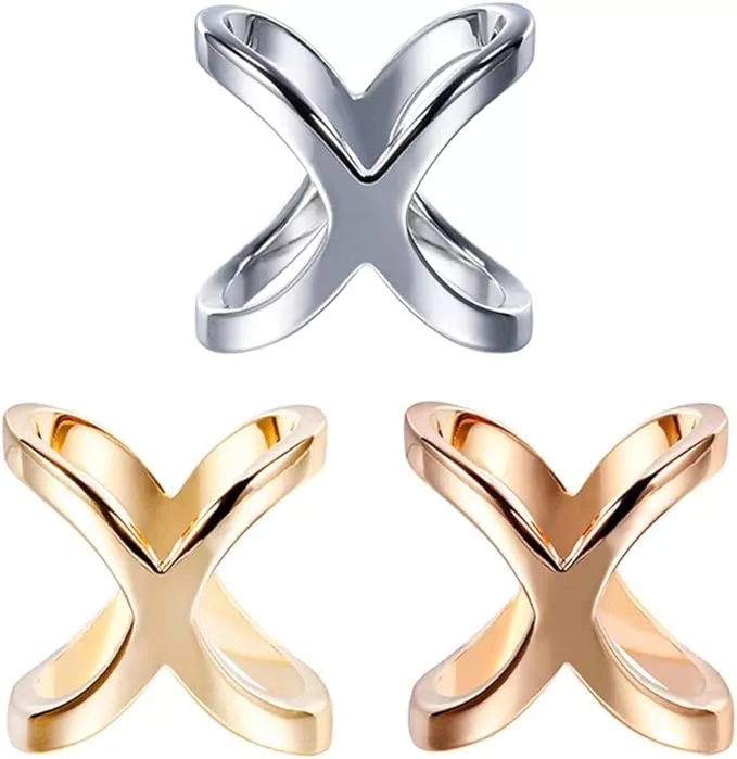 X-Shaped Scarf Ring in Silver