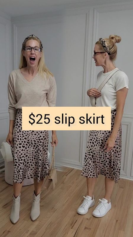 An all time closet favorite 🤩 
Leopard slip skirt
Dress this up or down, office approved ✔️
V neck sweater, add a simple belt, neutral booties, and a cute chain bag or tote bag
Fitted tee, sneakers, belt bag, jean jacket
You could also pair this with a blazer and belt for another polished look ❤️


Something cute happened 
Office outfit 
Slip skirt styled
Sneakers
Belt bag
Office wear
Casual style

#LTKFind #LTKstyletip #LTKworkwear