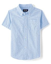 Boys Uniform Short Sleeve Oxford Button Down Shirt | The Children's Place  - LTBLUOXFRD | The Children's Place