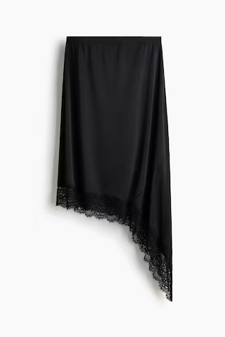Asymmetric Lace-Trimmed Skirt | H&M (US + CA)