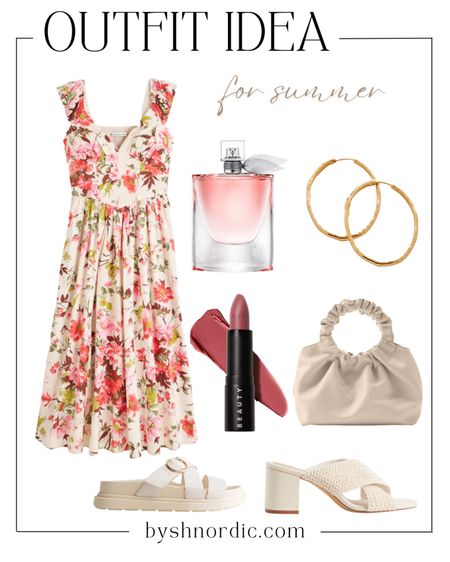 This cute floral dress styled with white sandals, hoop earrings, and a white hand bag is the perfect outfit this summer!

#vacationstyle #outfitinspo #makeupmusthaves #beachdress

#LTKstyletip #LTKSeasonal #LTKFind