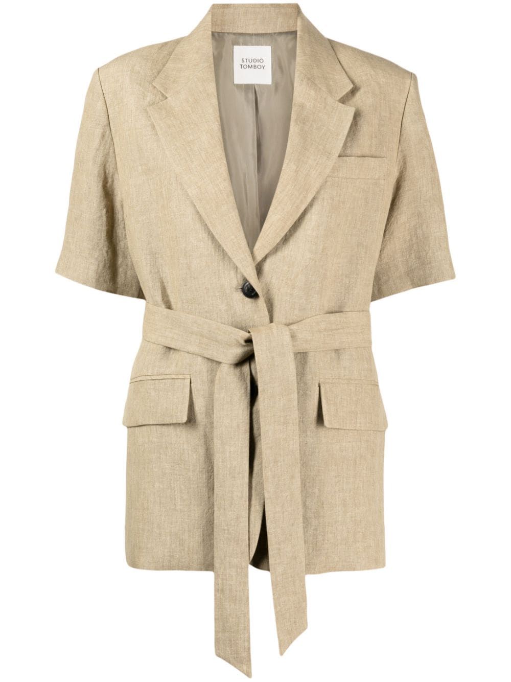 short-sleeve linen blazer | Farfetch Global