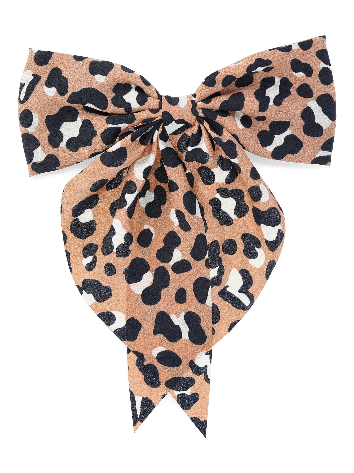 Wonder Nation Girls' Cheetah Print Bow Barrette Hair Clip, Tan | Walmart (US)