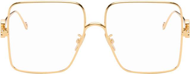 LOEWE - Gold Oversize Square Retro Titanium Glasses | SSENSE