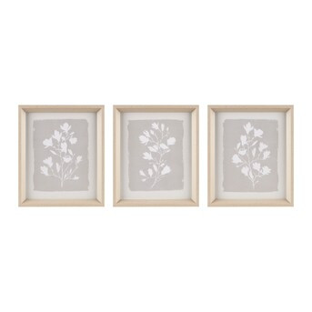 Madison Park Fair Florets 3-piece Framed Glass Wall Art Set Beige Framed 14-Inches H x 12-Inches ... | Lowe's