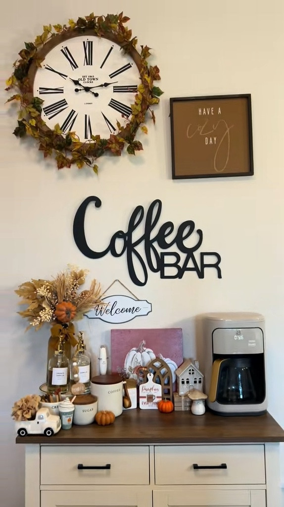 Coffee bar inspo for fall! 🍂🤎

Most of the small fall decor is from Hobby lobby, I linked what I could as inspiration. If you check out Hobby lobby right now more than likely the fall decor is on sale for you to add on next year.  🫶🏼

#LTKSeasonal #LTKStyleTip #LTKHome