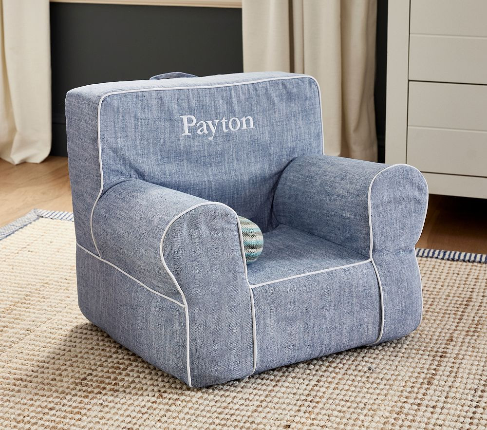 Anywhere Chair®, Chambray with White Piping Slipcover Only | Pottery Barn Kids