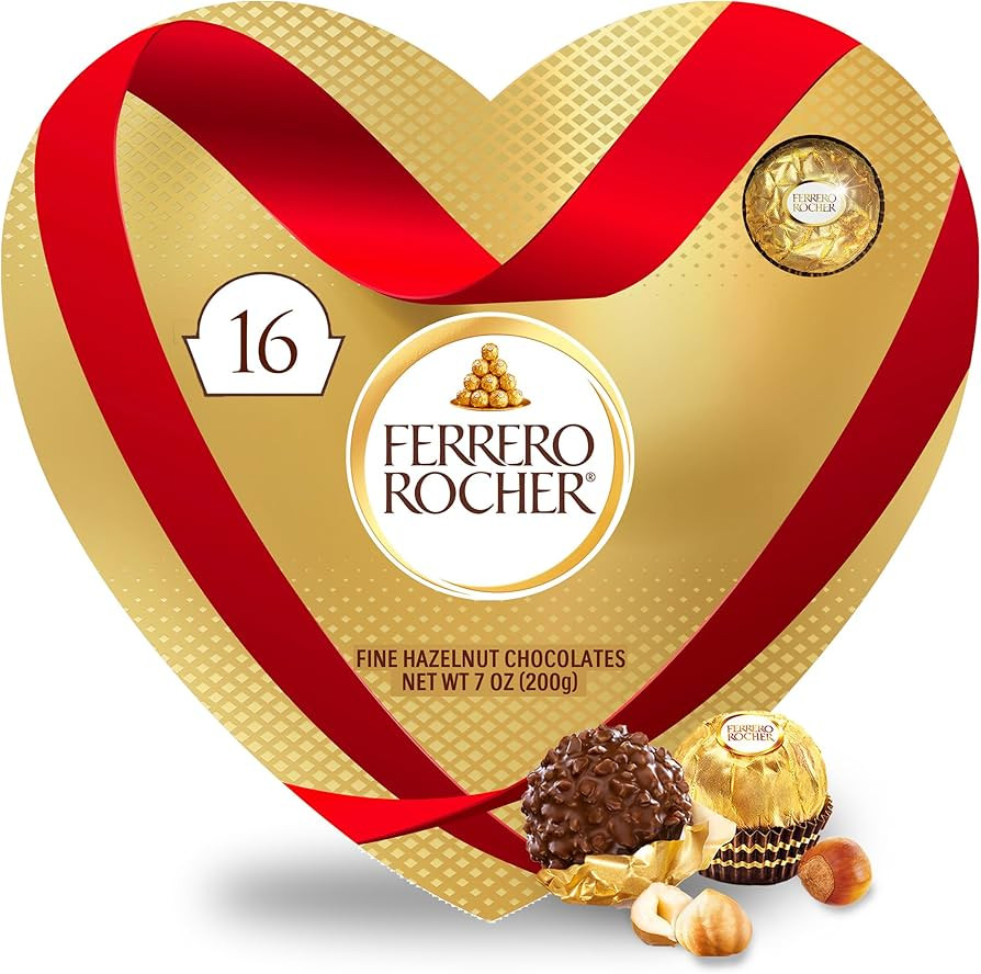 Ferrero Rocher Fine Hazelnut Chocolates, Valentine’s Day Heart Gift Box, 16 Piece Premium Choco... | Amazon (US)