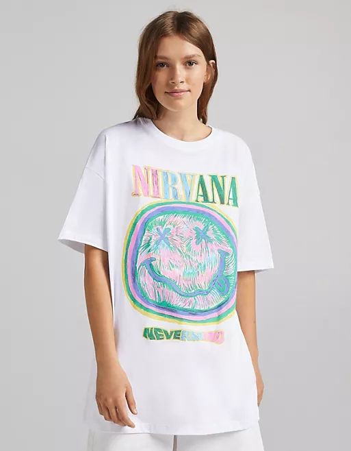 Bershka - Oversized Nirvana T-shirt in wit | ASOS (Global)
