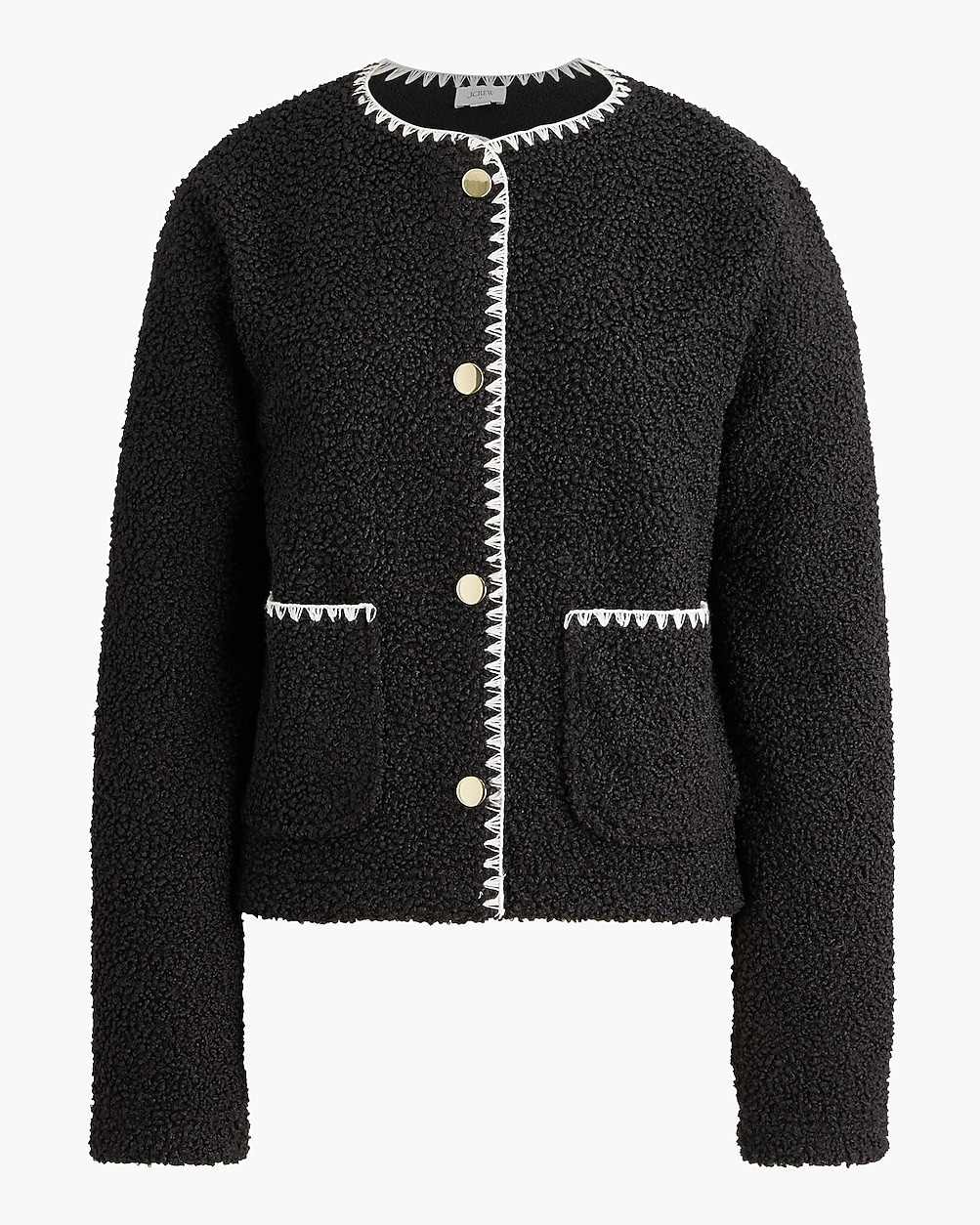 Sherpa blanket-stitch jacket | J.Crew Factory