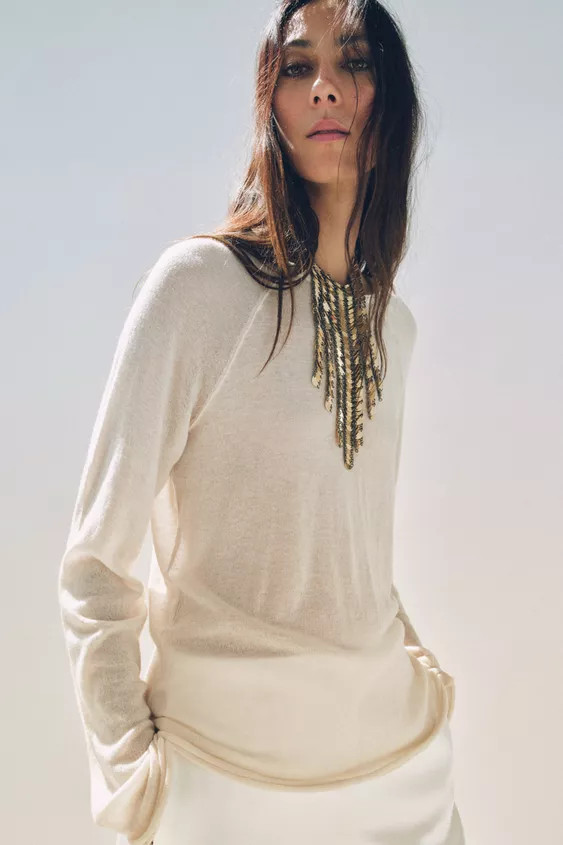 WOOL LONG SLEEVE T-SHIRT | Zara UK