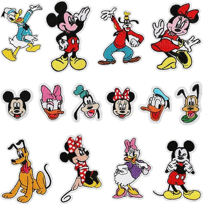 14 Pieces Sew On Iron on Patches, Embroidered Applique Patches Fabric Repair Patch Cute Cartoon C... | Amazon (US)