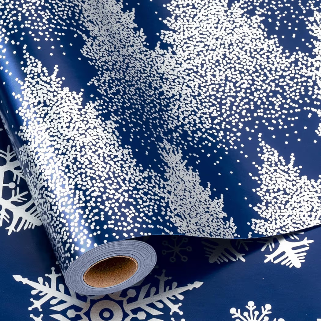 MAYPLUSS Blue Christmas Wrapping Paper Roll, Tree Wrapping Paper, Luxury Navy Blue Shiny Christma... | Amazon (US)