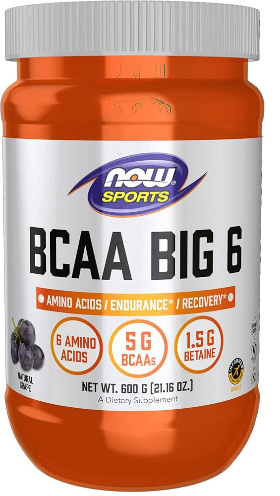 NOW Sports Nutrition, BCAA (Branched Chain Amino Acids) Big 6, Grape Flavor, 600 Grams | Amazon (US)
