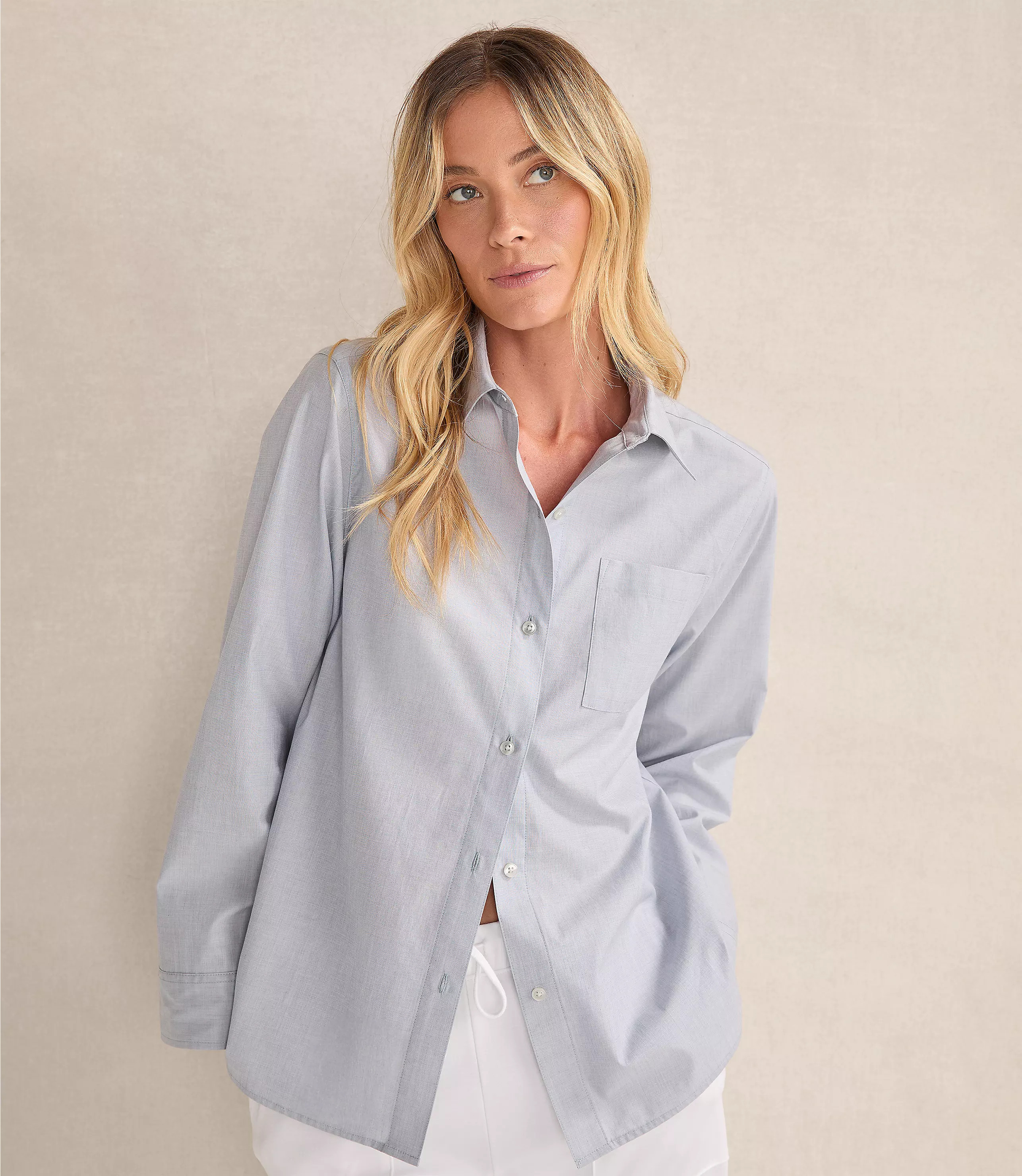 Haven Well Within Organic Cotton Poplin Button Down Top | LOFT