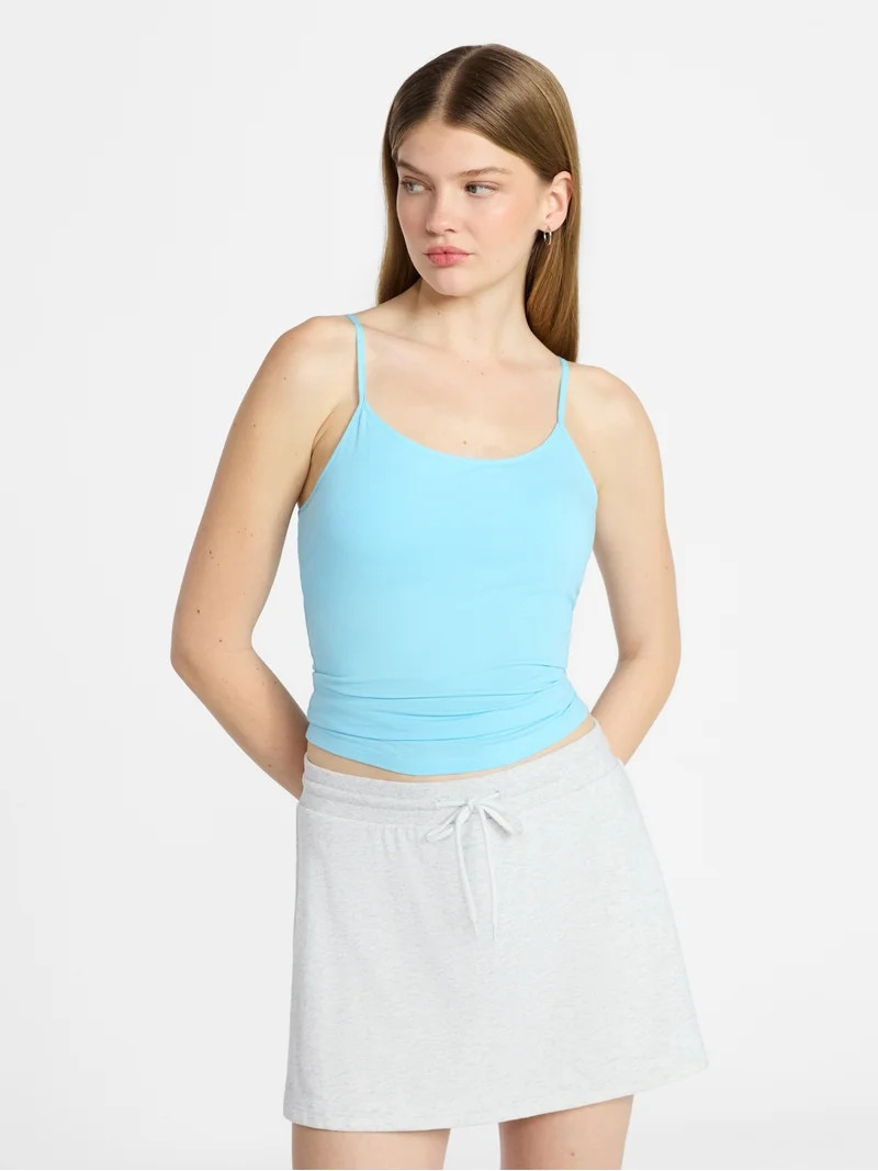 No Boundaries Cropped Cami Top with Shelf Bra, Women's XXS-XXL | Walmart (US)