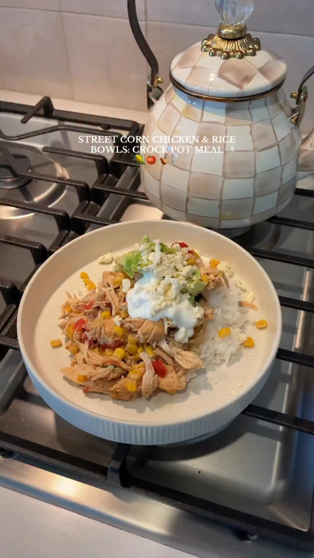 STREET CORN CHICKEN & RICE BOWLS! 🌽🍅 I love an easy crock pot recipe for summertime

Recipe:

1lb chicken breast
1 small onion diced
3 cloves mined garlic
salt, pepper, chili powder
a few splashes of lime juice to lightly coat the bottom of the chicken

Cook on high for 3 hours or low for 6 hours

Add in:
3tbsp sour cream
2.5oz of greek yogurt
1 can corn
1/2 can of rotel
cilantro
more salt & pepper

Shred chicken and cook for 30min-45min on high or 1-2 hrs on low

Serve over rice and top with cheese crumbles, avocado and sour cream!

So easy & yummy! 

#LTKHome #LTKFindsUnder50 #LTKSeasonal