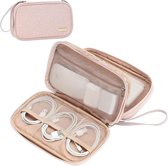 NISHEL Travel Cord Organizer Case, Double Layers Tech Electronic Bag, Essentials for Charger, Cab... | Amazon (US)