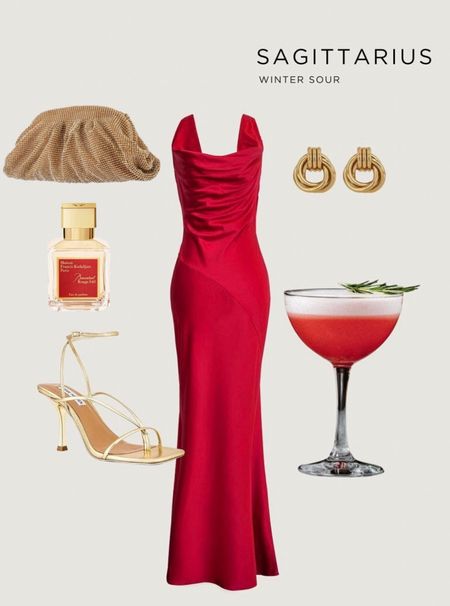 Winter holiday Sagittarius red gown outfit. Dress is 50% off with code BF50 

Gold accessories 
Wedding guest outfit 

#LTKSeasonal #LTKHoliday #LTKCyberWeek