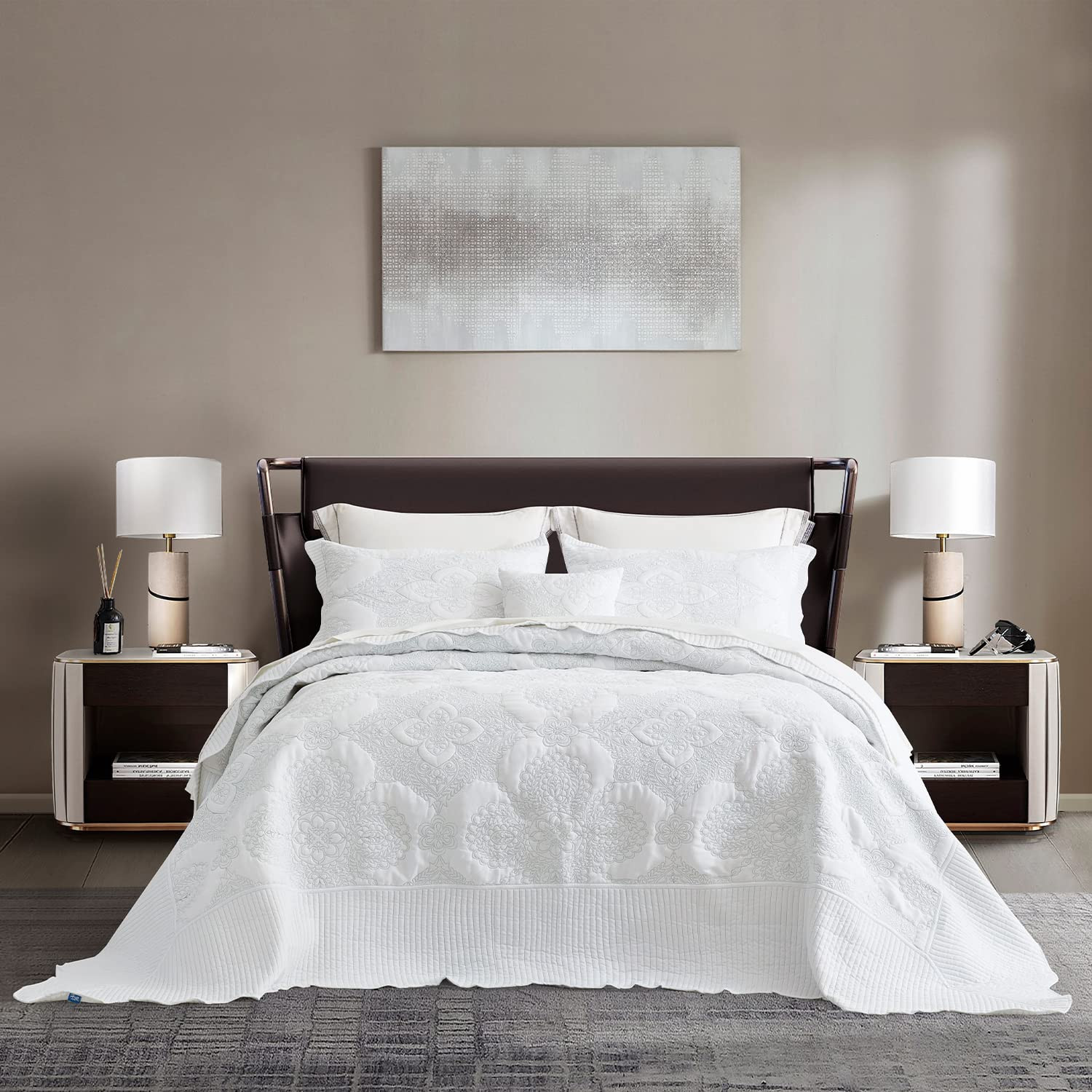 HZ&HY Oversized King Bedspread White 138x122 Extra Wide, Coverlet Bedding Set, Lightweight Thin C... | Amazon (US)