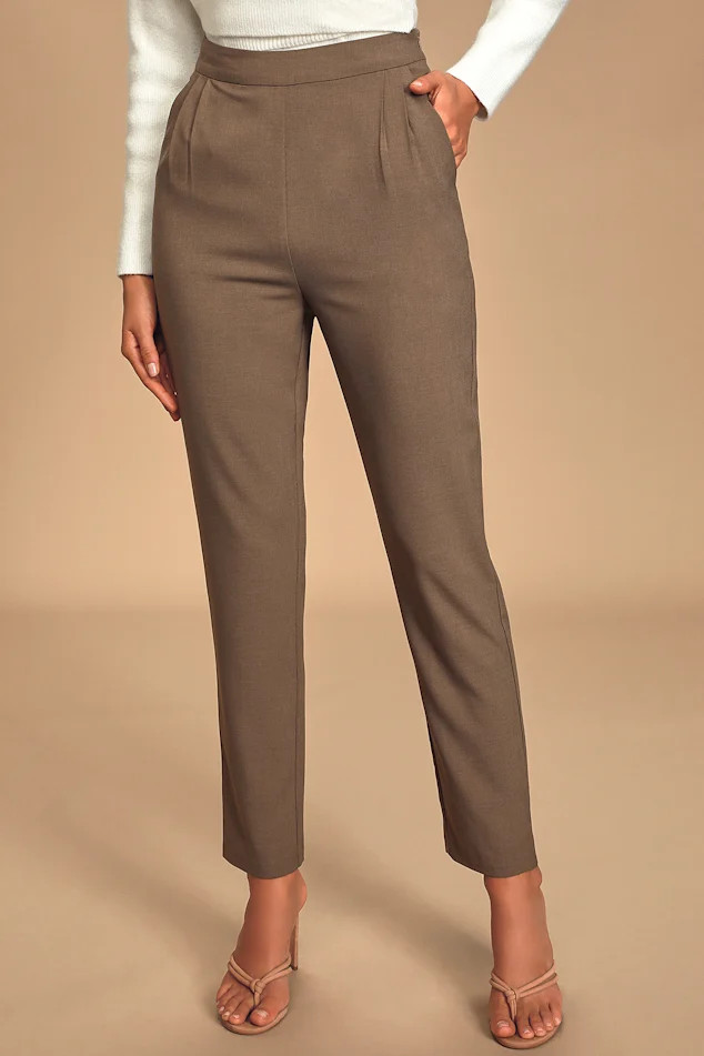 Kick It Brown High-Waisted Trouser Pants | Lulus