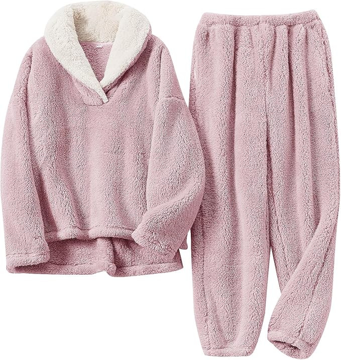 Fluffy Pajamas Set for Women Soft Comfy Fleece Pjs Pullover Pants Loose Plush Sleepwear Fuzzy Lou... | Amazon (US)