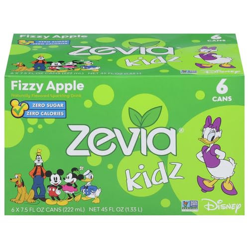 Zevia Kidz Sparkling Drink, Fizzy Apple, 7.5 Ounce (Pack of 6) | Amazon (US)