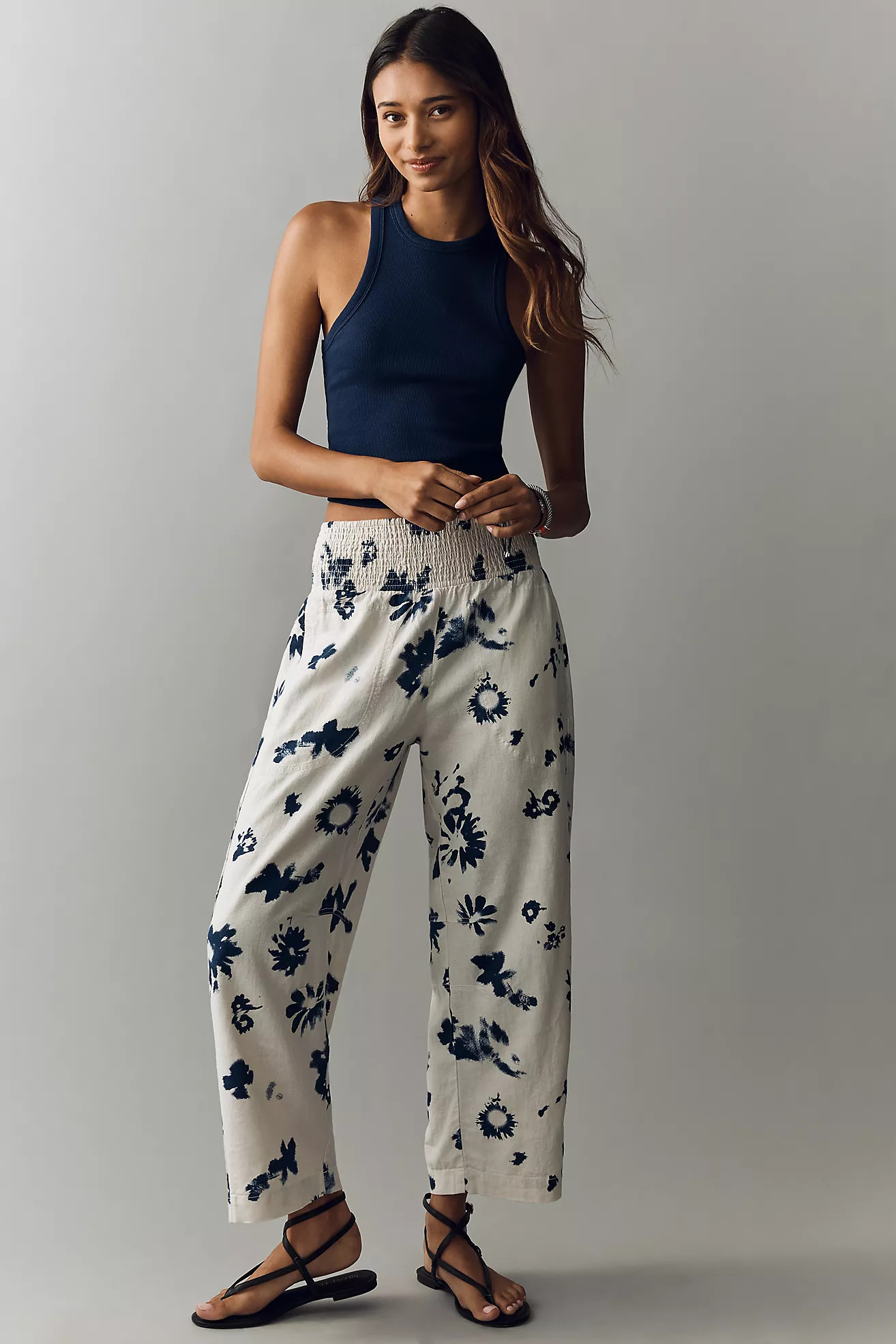 Reese Linen Blend Pull-On Barrel Pants by Pilcro | Anthropologie (US)