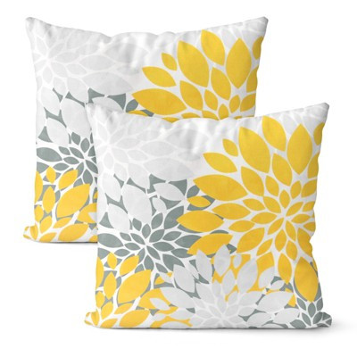 Unique Bargains Waterproof Linen Pillow 2 Pcs 17x17 Inch Yellow Gray | Target