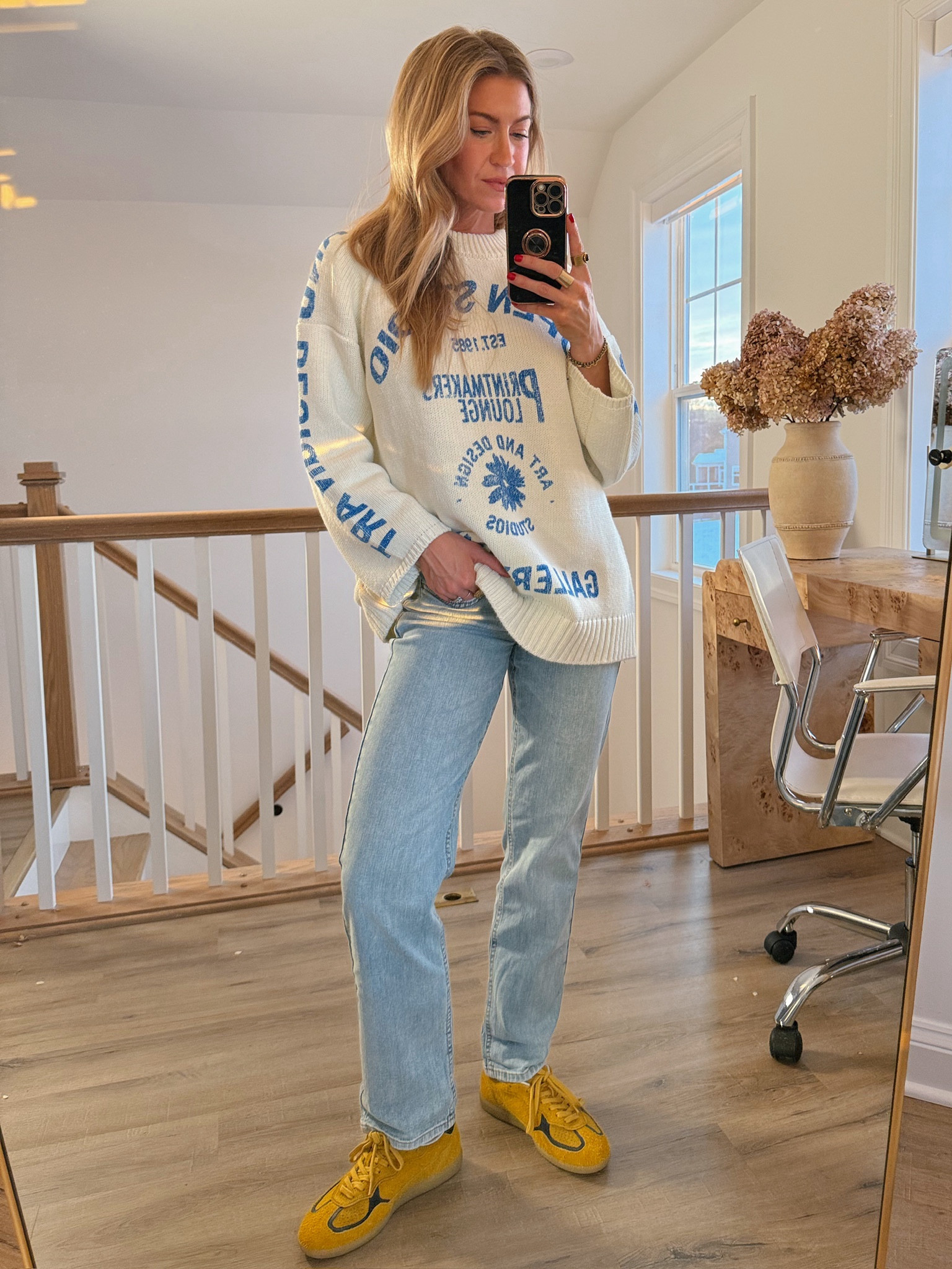 Graphic Sweater + Denim Casual Outfit! 
Sweater: Runs TTS. Wearing size medium. 
Denim: Run TTS. Wearing color: Rennie
Sneakers: Run TTS

#LTKSeasonal #LTKBeauty #LTKStyleTip