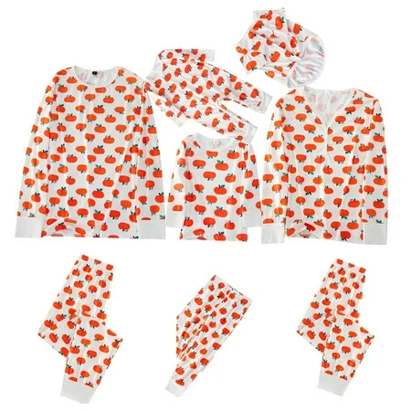 Family Matching Outfits Halloween Pajamas Set Orange Pumpkin Holiday Sleepwear Homewear PJ for Pet M | Walmart (US)