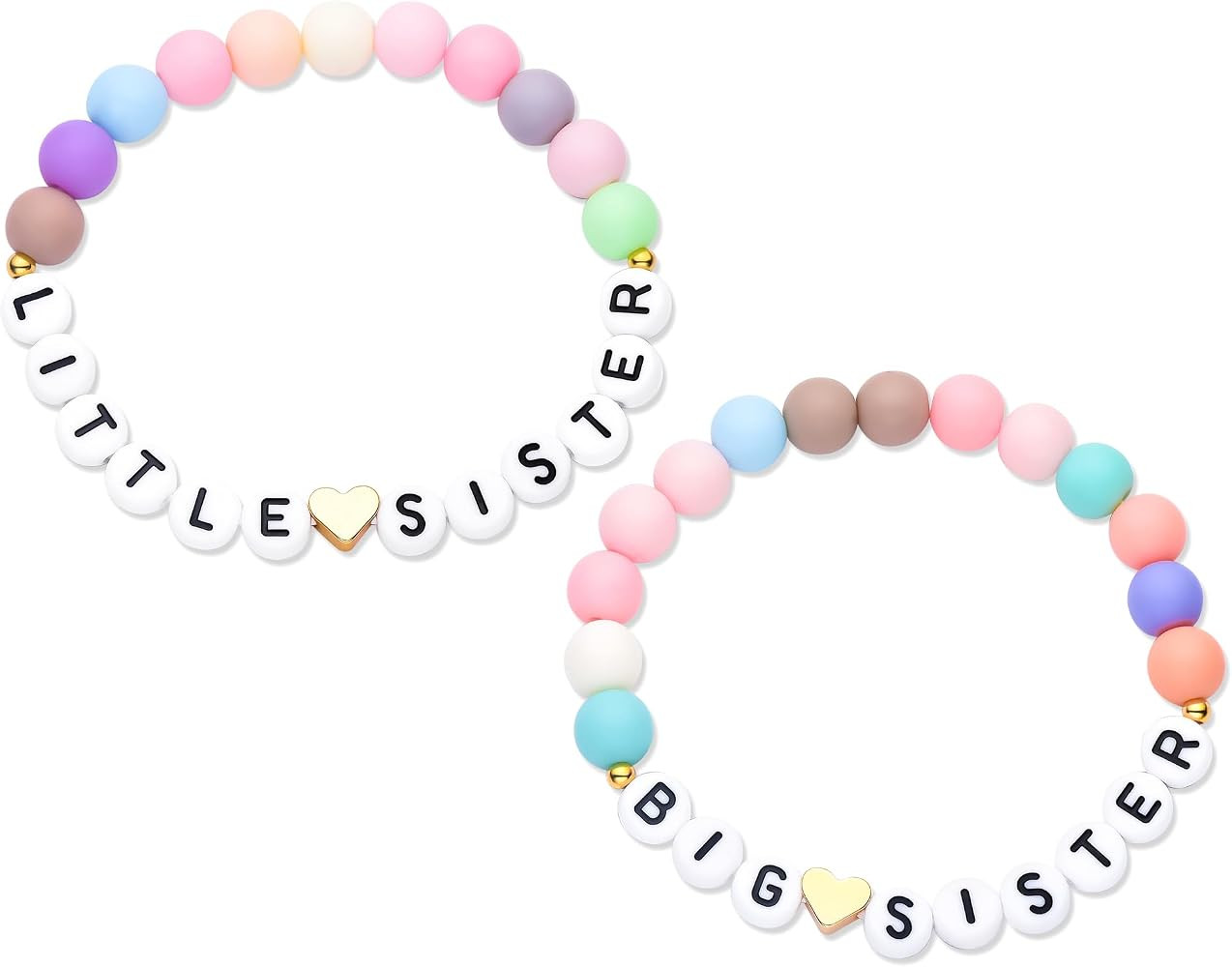 2PCS Big Sister Bracelet, Little Sister Gifts, Big Sis Little Sis Bracelets with Letter Beads and... | Amazon (US)
