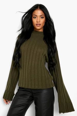 Tall Wide Rib Turn Up Cuff Sweater | Boohoo.com (US & CA)