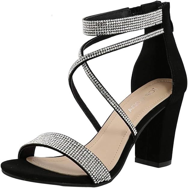 TOP Moda Women's Formal Rhinestone High Heel Sandal Ankle Strap | Amazon (US)