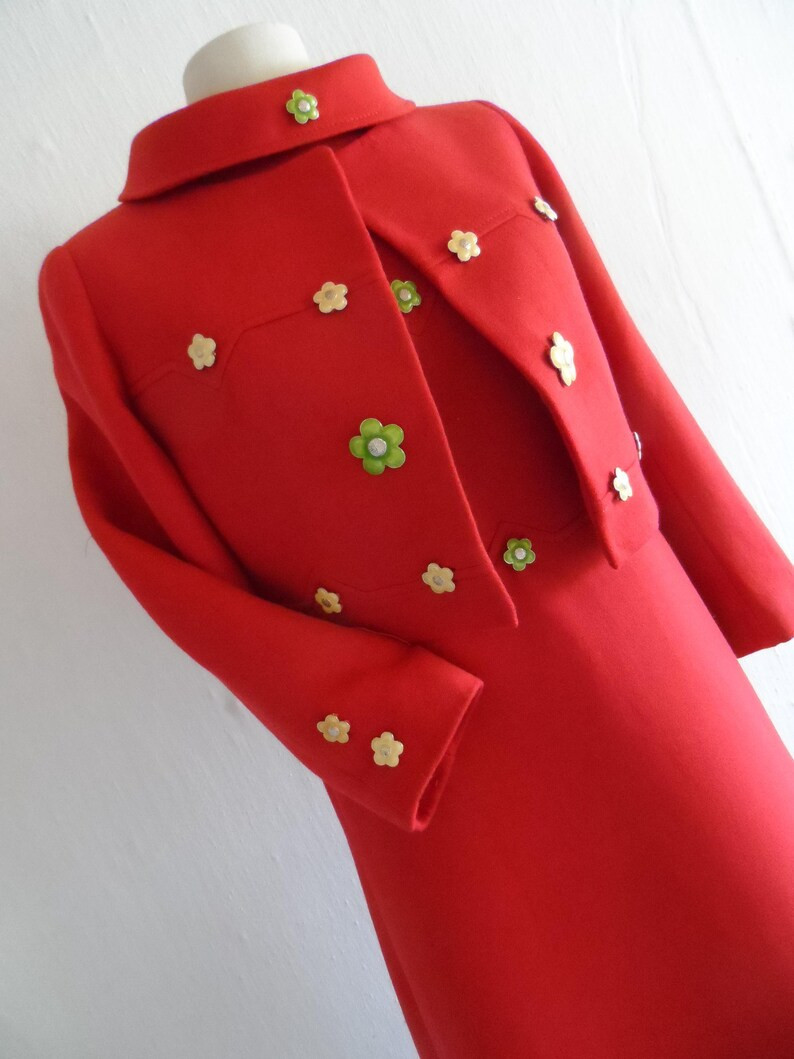 MOD DAISIES . Pure Wool Red Dress & Jacket Set 60s Suit Twiggy Space Age | Etsy (US)