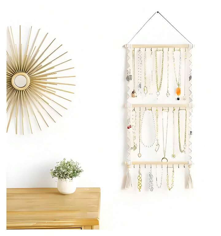 Necklace Hanger Wall Mounted 30 Hook Door Hanging Jewelry Rack Necklace Rack Wall Mounted Jewelry... | SHEIN