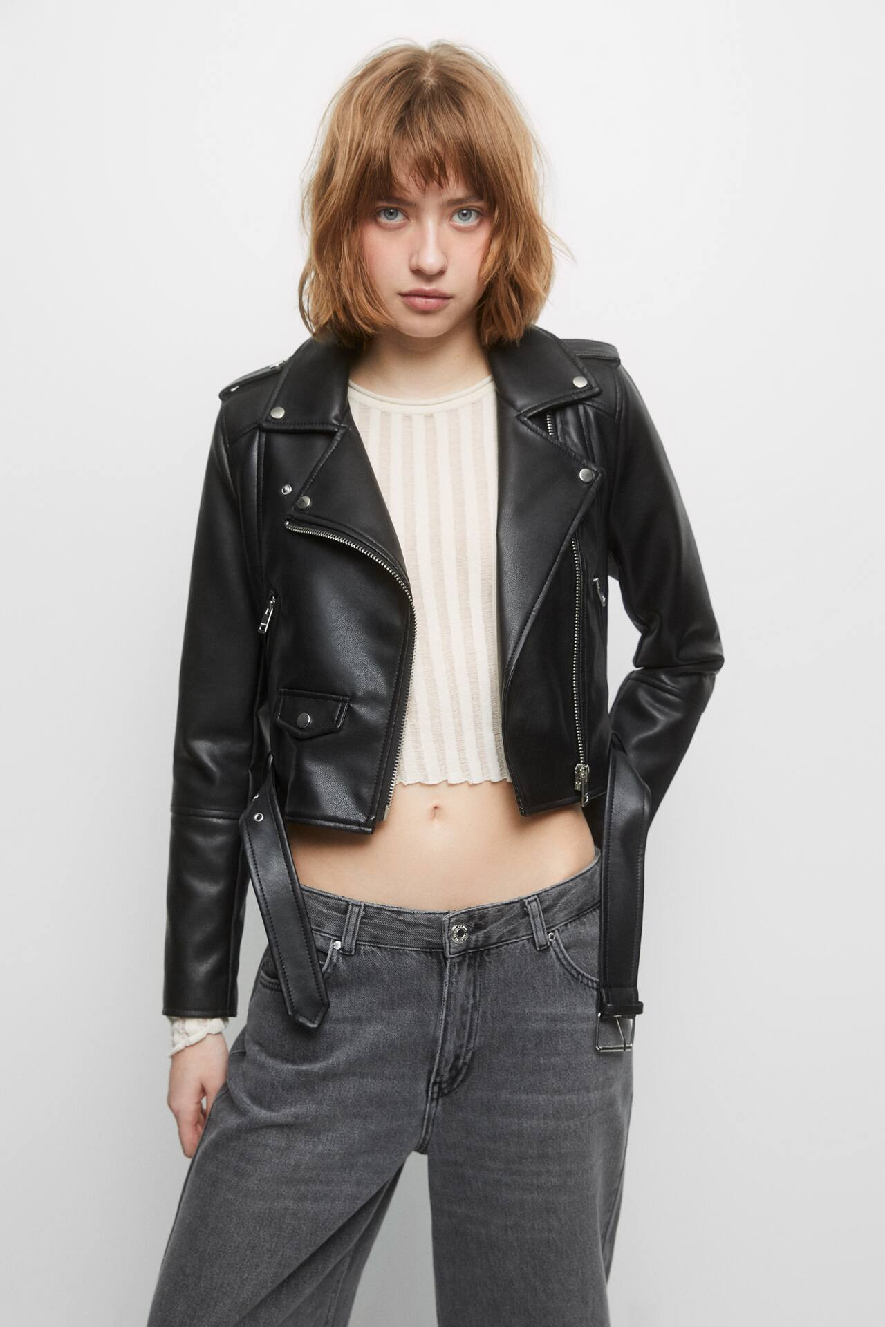 Faux leather biker jacket | PULL and BEAR UK