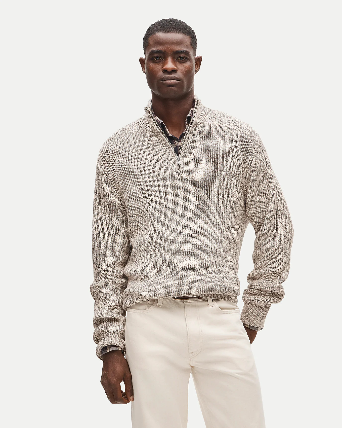 Quarter-zip sweater in marled cotton | J. Crew US