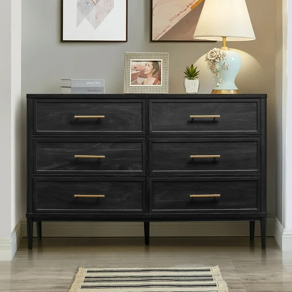 Better Homes & Gardens Oaklee 6 Drawer Dresser, Charcoal Finish - Walmart.com | Walmart (US)