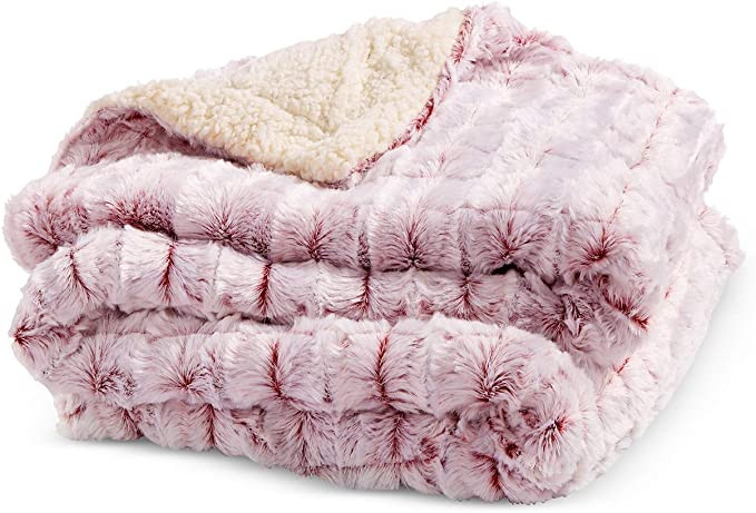 Hotel Suite Micromink/Sherpa Reversible 50 x 60 in Red Color Throw, Red | Amazon (US)